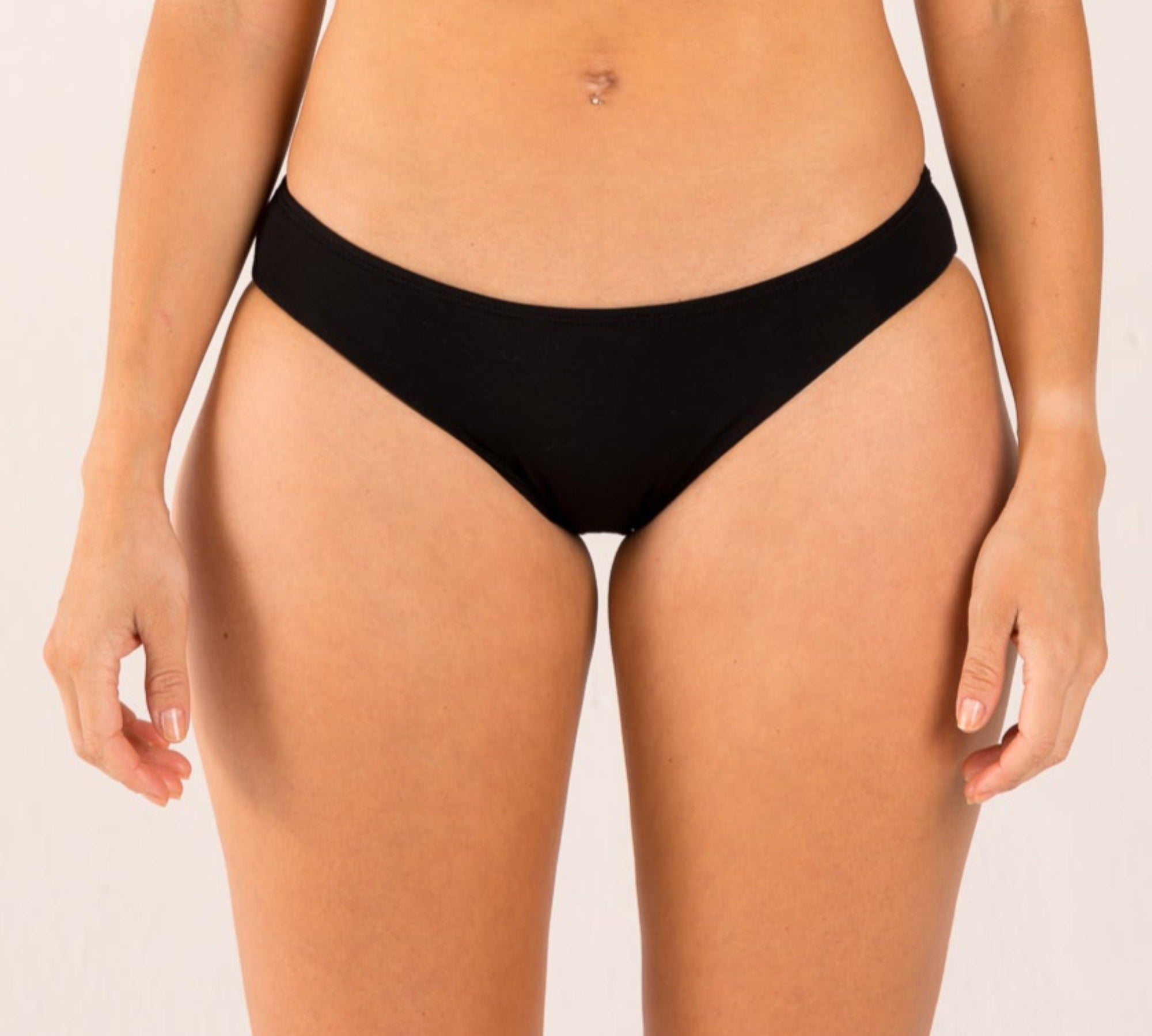 Black brief to alleviate menopausal symptoms of dry and itchy skin