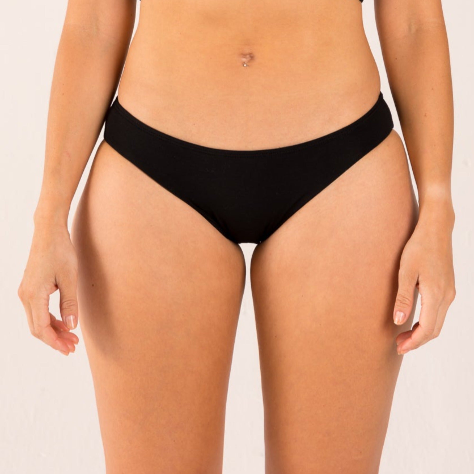 Black brief to alleviate menopausal symptoms of dry and itchy skin