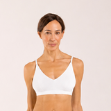 A white triangle bra made from seaweed for menopause