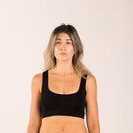 Black crop top for menopause relief
