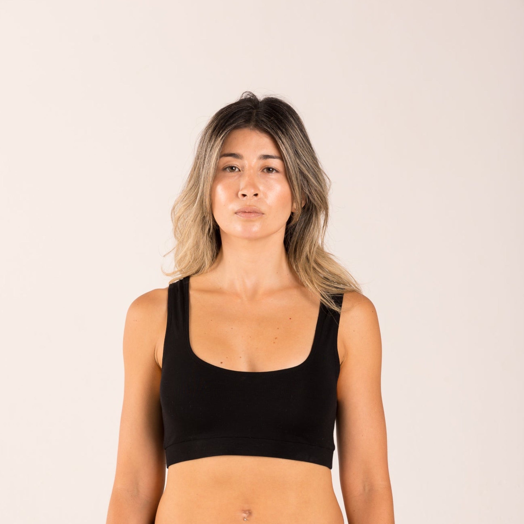 Black crop top for menopause relief