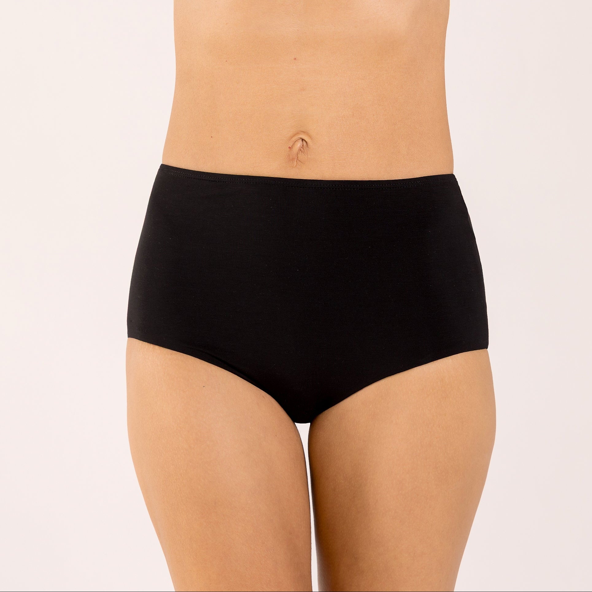 Black high-waisted brief made from seaweed for menopause 