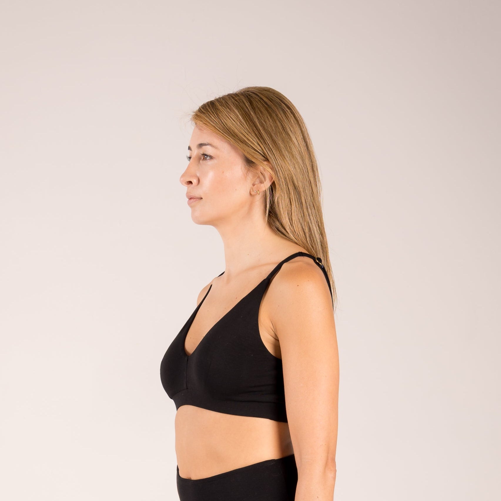 Black triangle bra made from seaweed for menopause