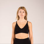 Black triangle bra made from seaweed for menopause 