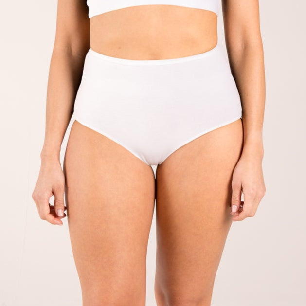 High waisted white brief made of seaweed for menopause 